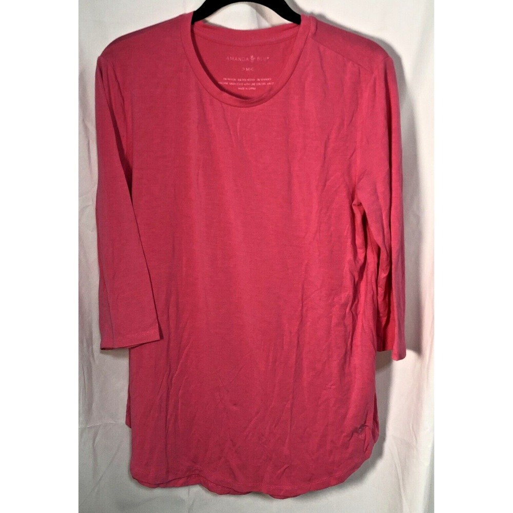 Amanda Blu Super Soft Pink High-Low Long Sleeve T-Shirt in Size‎ M